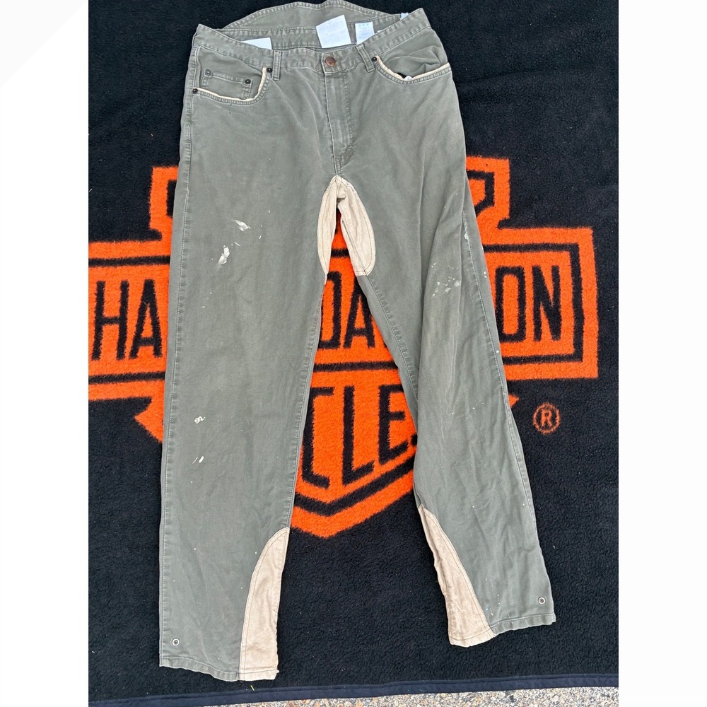 Vintage Adidas Equipment Olive Green Canvas Suede Patch Utility Pants 34x34